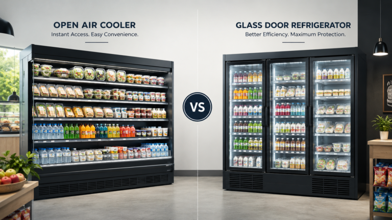 open air vs glass door merchandiser